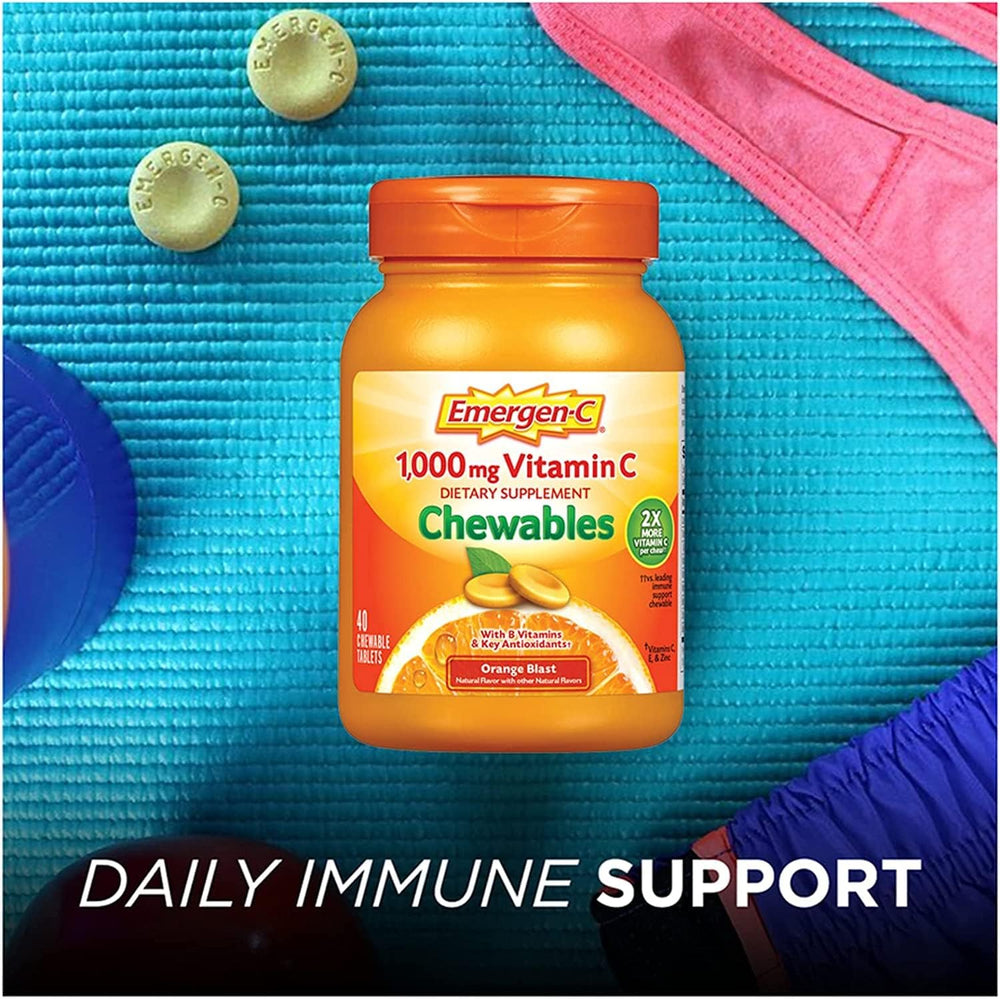 Emergen-C Vitamin C 1000 mg Chewables Tablets Orange Blast - 40 ct, Pack of 3