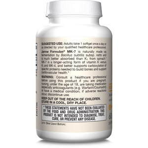 Jarrow Formulas MK-7 90 mcg - Bioactive Form of Vitamin K2-120 Servings (Softgels) - for Bone & Cardiovascular Health - Vitamin K2 MK-7 Dietary Supplement - Gluten Free