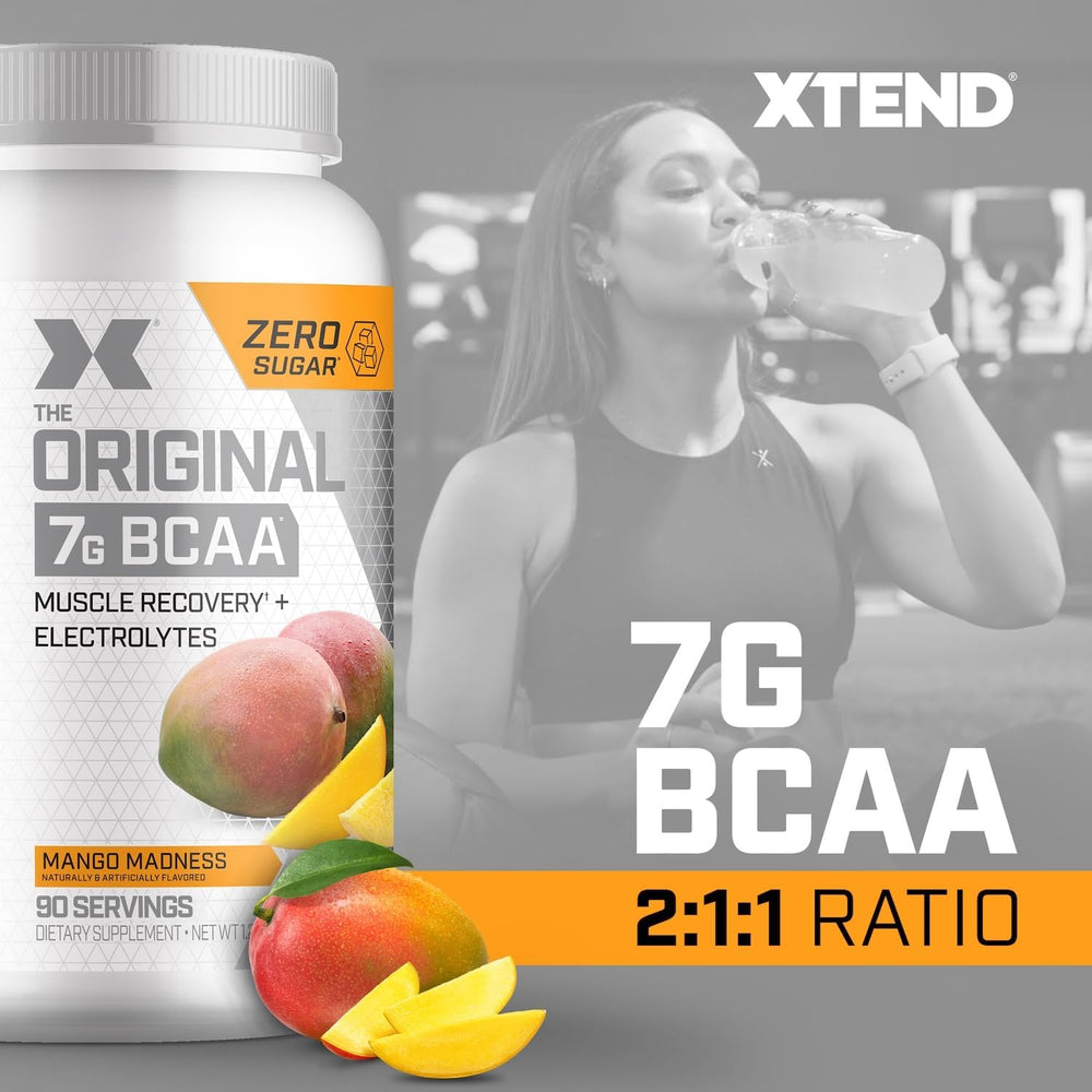 Xtend Original BCAA Powder 7g BCAA and 2.5g L-Glutamine, Sugar Free Post Workout Muscle Recovery Drink with Amino Acids for Men & Women, 90 Servings