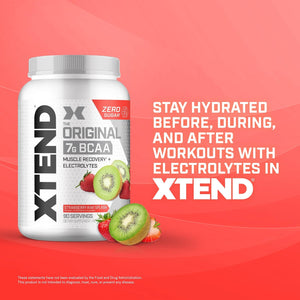 Xtend Original BCAA Powder Airheads Candy Flavor, 7g BCAA and 2.5g L-Glutamine, Sugar Free Post Workout Muscle Recovery Drink with Amino Acids for Men & Women, 30 Servings