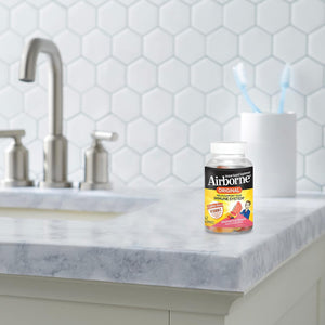 Airborne Vitamin C 750mg (per Serving) Assorted Fruit Flavored Gummies (42 Count in a Bottle), Gluten-Free Immune Support Supplement with Vitamins A C E, Selenium, Echinacea & Ginger