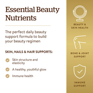 Solgar Skin, Nails & Hair, Advanced MSM Formula, 120 Tablets - Supports Collagen for Hair, Nail and Skin Health - Provides Zinc, Vitamin C & Copper - Non GMO, Vegan, Gluten & Dairy Free - 60 Servings