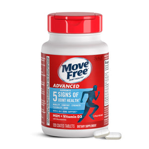 Move Free Advanced Glucosamine Chondroitin MSM + Vitamin D3 Joint Support Supplement, Supports Mobility Comfort Strength Flexibility & Bone + Immune Health - 120 Tablets (60 servings)*