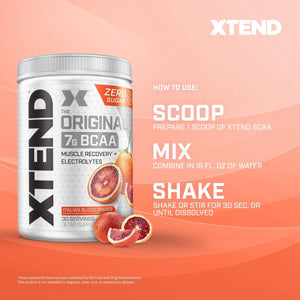 Xtend Original BCAA Powder 7g BCAA and 2.5g L-Glutamine, Sugar Free Post Workout Muscle Recovery Drink with Amino Acids for Men & Women, 90 Servings