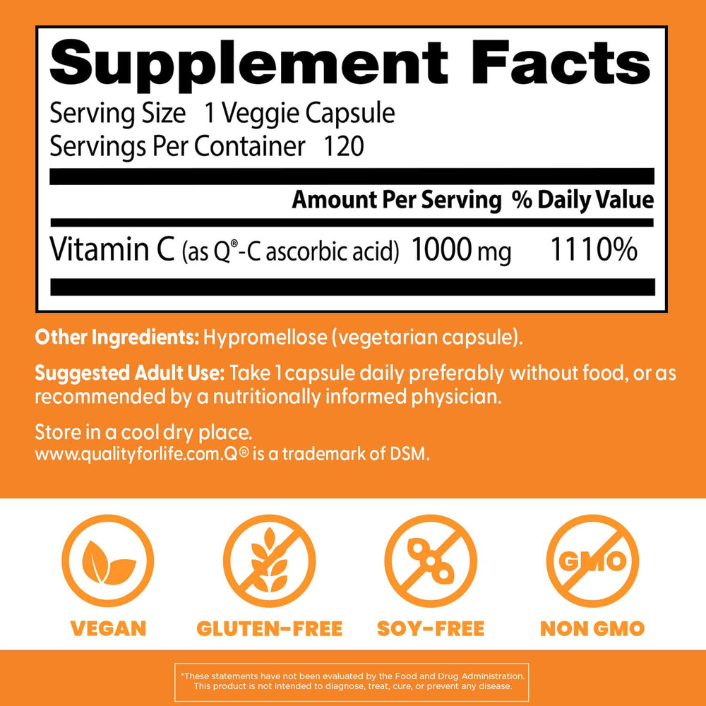 Doctor's Best Vitamin C with Q-C, Immune Support, Non-GMO, Gluten Free, Soy Free, Vegan 360 Veggie Caps