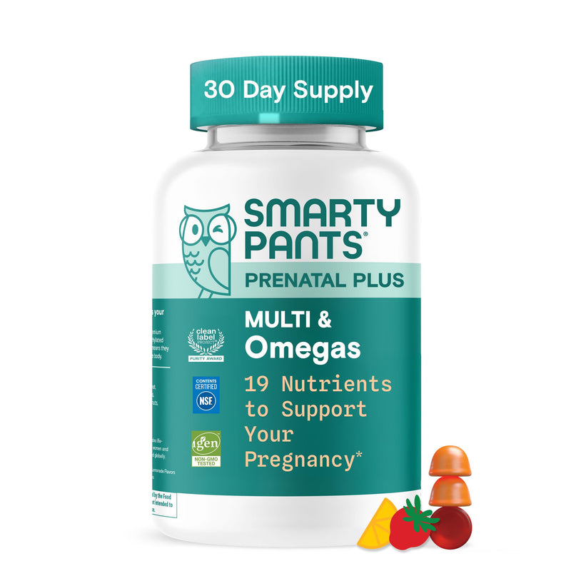 SmartyPants Prenatal Multivitamin Gummies - Improved Formula: Omega 3 (DHA/EPA), Methylfolate, Biotin, Vitamin D3, C, Vitamin B12, B6, Vitamin A, K & Zinc, Gluten Free, 120 Count (40 Day Supply)