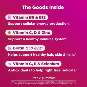 OLLY Women's Daily Multivitamin Gummy, Vitamins A, D, C, E, Biotin, Folic Acid, Adult Chewable Vitamin, Berry Flavor, 65 Day Supply - 130 Count