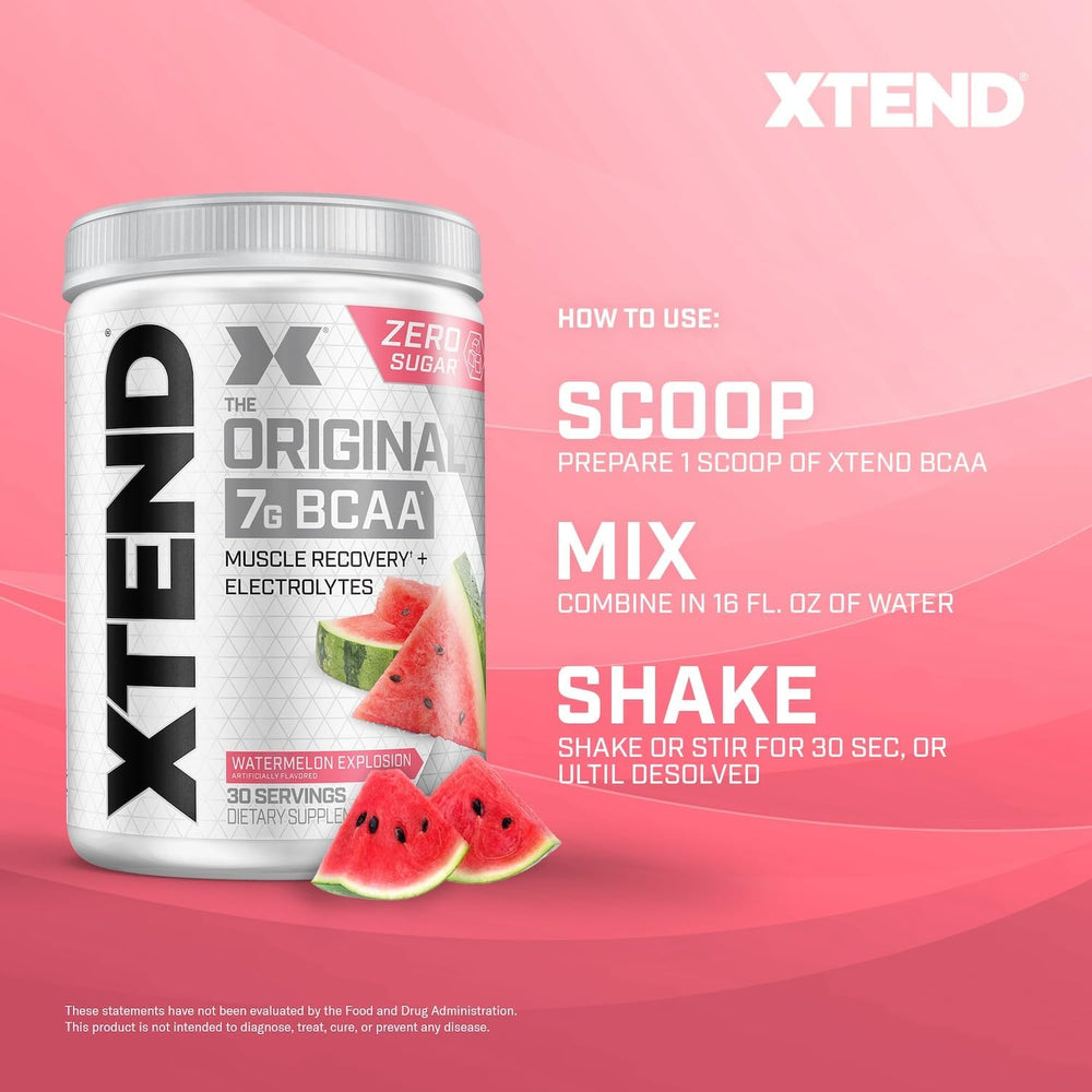 Xtend Original BCAA Powder 7g BCAA and 2.5g L-Glutamine, Sugar Free Post Workout Muscle Recovery Drink with Amino Acids for Men & Women, 90 Servings