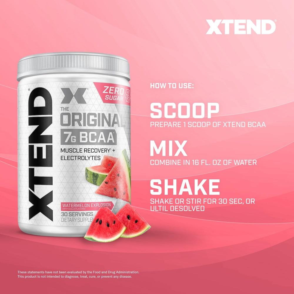 Xtend Original BCAA Powder Airheads Candy Flavor, 7g BCAA and 2.5g L-Glutamine, Sugar Free Post Workout Muscle Recovery Drink with Amino Acids for Men & Women, 30 Servings