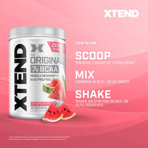 Xtend Original BCAA Powder Airheads Candy Flavor, 7g BCAA and 2.5g L-Glutamine, Sugar Free Post Workout Muscle Recovery Drink with Amino Acids for Men & Women, 30 Servings