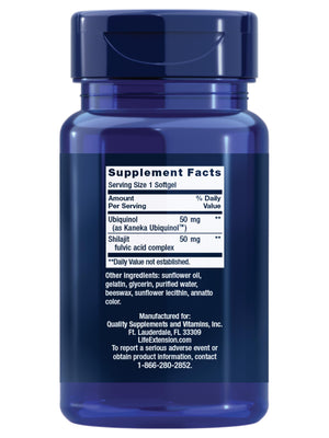 Life Extension Super Ubiquinol CoQ10 with Enhanced Mitochondrial Support, ubiquinol CoQ10, shilajit, potent heart health & cellular energy production support, ultra-absorbable, gluten-free, 60 softgel