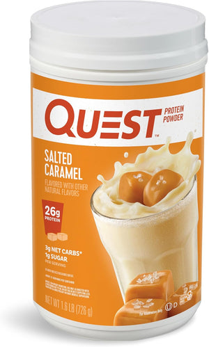 Quest Nutrition Vanilla Milkshake Protein Powder, 24g of Protein, 1g of Sugar, Low Carb, Gluten Free, 3 Pound, 43 servings & Salted Caramel Protein Powder; 26g Protein; 1g Sugar; Low Carb; Gluten Free