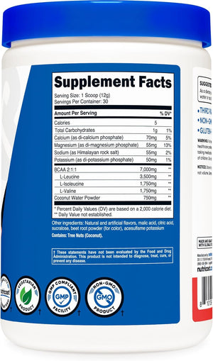 Nutricost BCAA + Hydration Powder (Strawberry, 30 Servings) - Branched Chain Amino Acids with Hydration Complex, Gluten Free, Non-GMO, Vegetarian