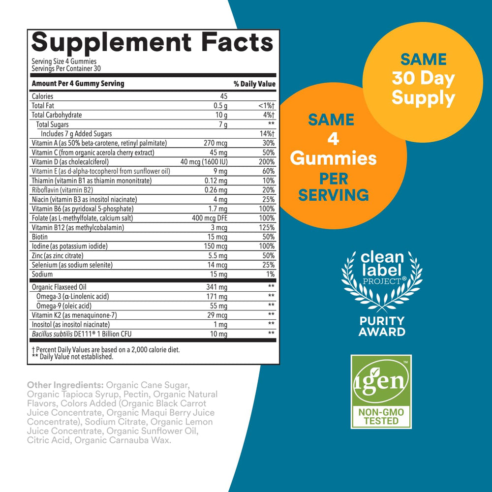 SmartyPants Multivitamin for Men, Organic Gummies: Methylfolate, Omega 3 (ALA), Vitamin D3, C, Vitamin B12, B6, A, K & Zinc for Immune Support, Biotin, Vegetarian, 120 Gummies (30 Day Supply)