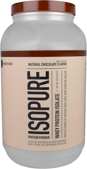 Isopure Protein Powder, 100% Whey Protein Isolate, Flavor: Natural Chocolate, 3 Pounds (Packaging May Vary)