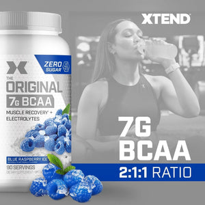 Xtend Original BCAA Powder Airheads Candy Flavor, 7g BCAA and 2.5g L-Glutamine, Sugar Free Post Workout Muscle Recovery Drink with Amino Acids for Men & Women, 30 Servings