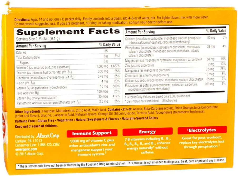 Emergen-C, Super Orange, 30 pkt, Pack of 2