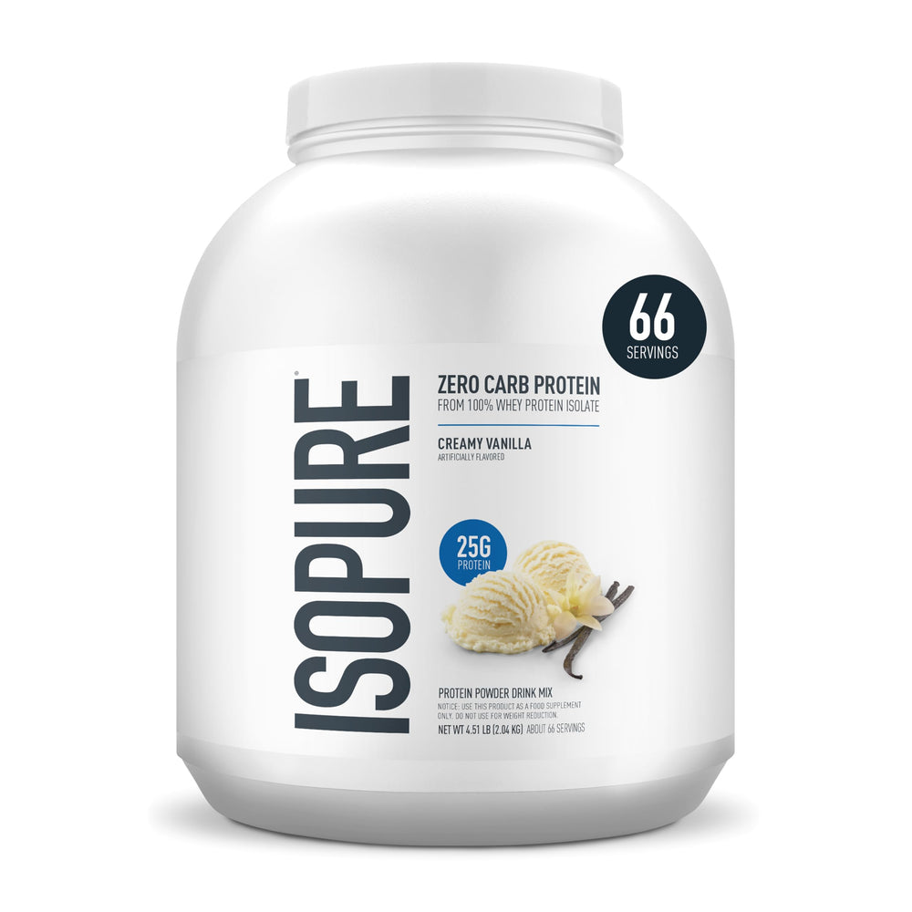 Isopure Bundle of Zero Carb 100% Pure Whey Isolate Protein Powder, Strawberries & Cream, 25g Protein Per Serving, 1 Lb, 15 Servings + Isopure 100% Pure Creatine Monohydrate Powder, 100 Servings