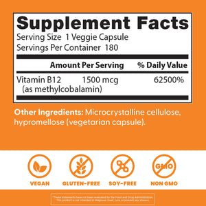 Doctor's Best Fully Active B12 1500 mcg, Non-GMO, Vegan, Gluten Free, Supports Healthy Memory, Mood and Circulation, 60 Count