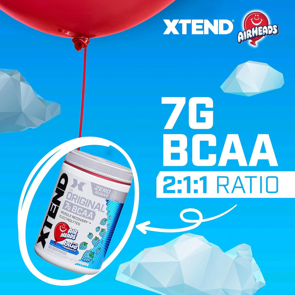 Xtend Original BCAA Powder Airheads Candy Flavor, 7g BCAA and 2.5g L-Glutamine, Sugar Free Post Workout Muscle Recovery Drink with Amino Acids for Men & Women, 30 Servings