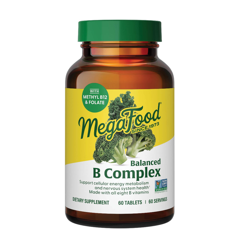 MegaFood Balanced B Complex - B Complex Vitamin Supplement, 8 B Vitamins including Vitamin B6, Vitamin B12, Folate, Biotin & more, Supports Cellular Energy Production, Vegan, Gluten Free - 30 Tablets