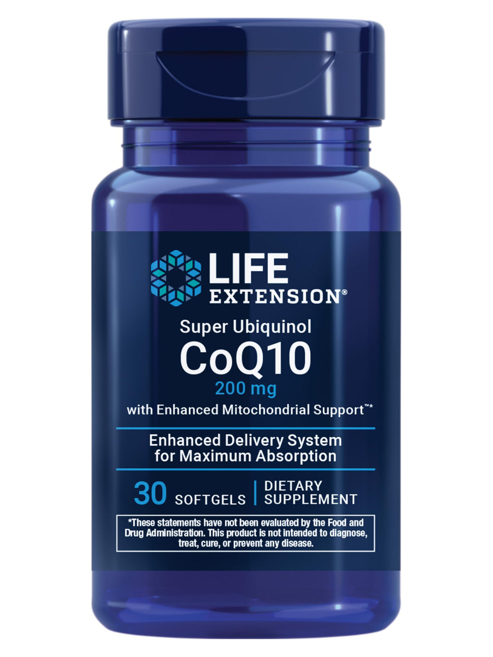 Life Extension Super Ubiquinol CoQ10 with Enhanced Mitochondrial Support, ubiquinol CoQ10, shilajit, potent heart health & cellular energy production support, ultra-absorbable, gluten-free, 60 softgel