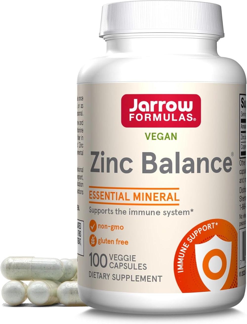 Jarrow Formulas Zinc Balance 15 mg - 100 Servings (Veggie Caps) - Zinc with Copper - Essential Minerals for Immune System Support - Immune Support Supplement - Gluten Free Copper Supplement, Vegan