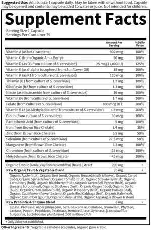 Garden of Life Vitamin Code Raw One for Women, Once Daily Women's Multivitamin - 75 Capsules, One a Day Vitamins Whole Food Iron, Probiotics for Digestive Health, Gluten Free Vegetarian