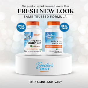 Doctor's Best Fully Active Folate with Quatrefolic400 mcg, Healthy Mood, Memory, Circulation, Well-Being, 90 VC