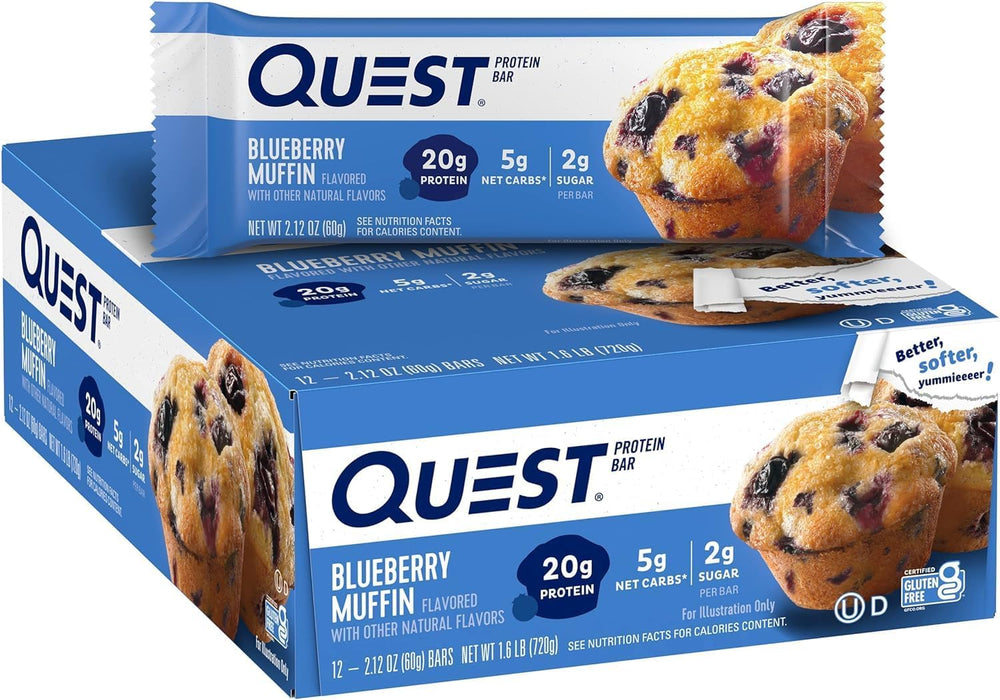 Quest Vanilla Milkshake Protein Powder with 24g Protein, Blueberry Muffin Protein Bars with 21g Protein, 1.6lb Powder, 12 Count Bars
