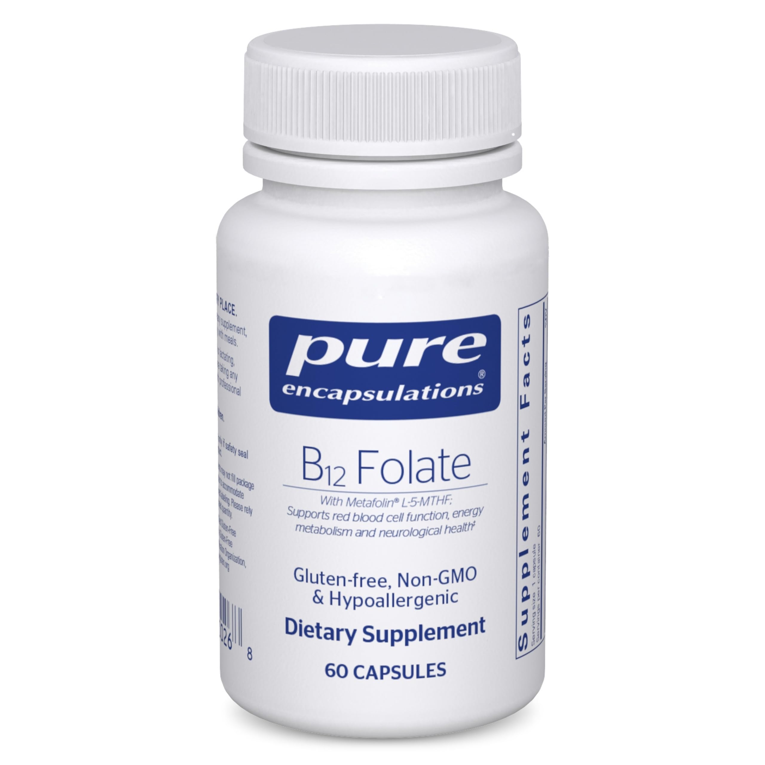 Pure Encapsulations B12 Folate - Energy Supplement to Support Nerves, Energy Metabolism & Cognitive Support* - with Vitamin B Folate as Metafolin - 30 Capsules