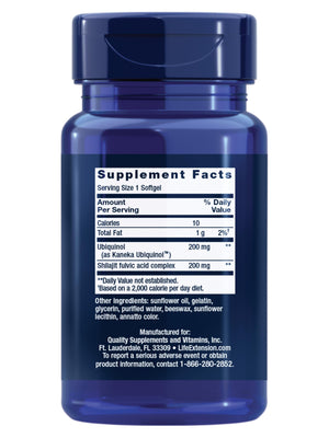 Life Extension Super Ubiquinol CoQ10 with Enhanced Mitochondrial Support, ubiquinol CoQ10, shilajit, potent heart health & cellular energy production support, ultra-absorbable, gluten-free, 60 softgel