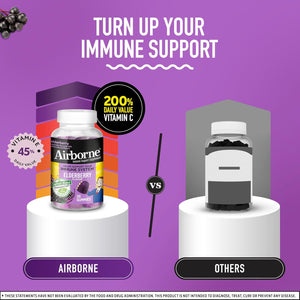 Airborne Elderberry + Zinc & Vitamin C Gummies for Adults, Immune Support Vitamin D & Zinc Gummies with Powerful Antioxidant Vitamins C D & E - 36 Gummies, Elderberry Flavor