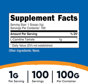 Nutricost L-Carnitine Tartrate Powder [100 Grams] 2 Pack - 1 Gram Per Serving (100 Servings)