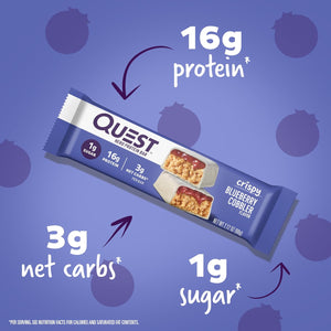 Quest Nutrition Crispy Blueberry Cobbler Hero Protein Bar 16g Protein Twin Pack Strawberry Cake Frosted Cookies 1g Sugar 10g Protein Gluten Free