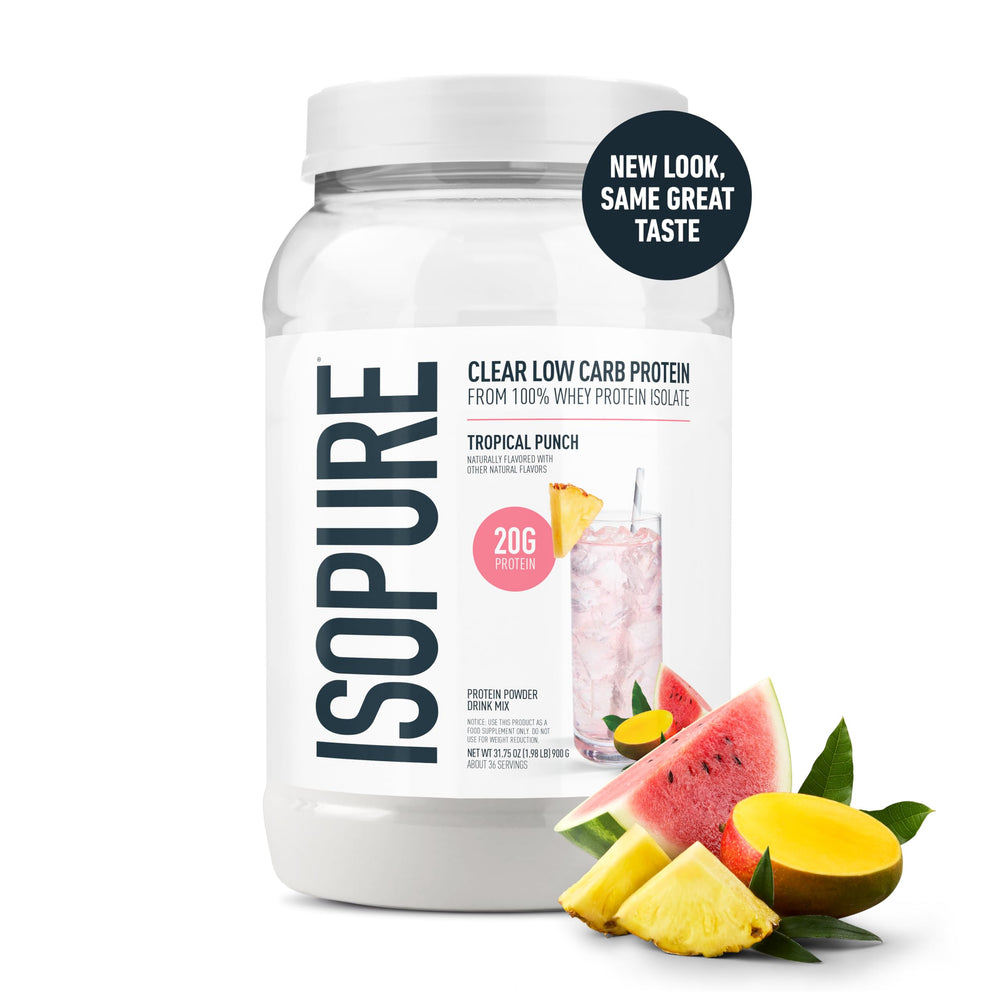 Isopure Clear Whey Isolate Protein Powder, Lactose Free, Gluten Free, Naturally Flavored, Pineapple Orange Banana, 20g Protein Per Serving, 1.9 Lb, 36 Servings (Packaging May Vary)