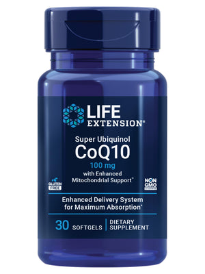 Life Extension Super Ubiquinol CoQ10 with Enhanced Mitochondrial Support, ubiquinol CoQ10, shilajit, potent heart health & cellular energy production support, ultra-absorbable, gluten-free, 60 softgel
