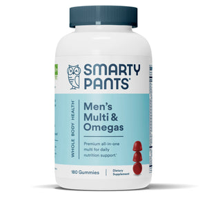 SmartyPants Multivitamin for Men, Organic Gummies: Methylfolate, Omega 3 (ALA), Vitamin D3, C, Vitamin B12, B6, A, K & Zinc for Immune Support, Biotin, Vegetarian, 120 Gummies (30 Day Supply)
