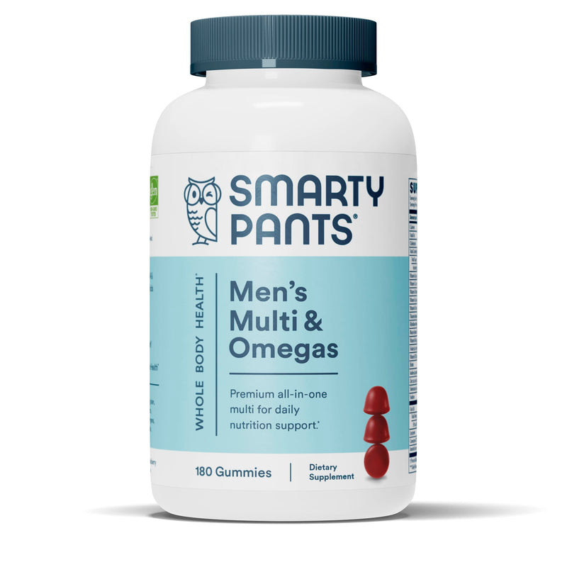 SmartyPants Multivitamin for Men, Organic Gummies: Methylfolate, Omega 3 (ALA), Vitamin D3, C, Vitamin B12, B6, A, K & Zinc for Immune Support, Biotin, Vegetarian, 120 Gummies (30 Day Supply)