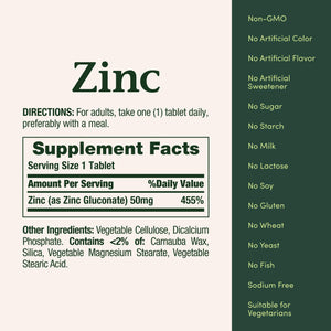 Nature’s Bounty Zinc 50mg | Immune System, Skin, & Antioxidant Health Support | Contributes to DNA Formation | Vegetarian, Non-GMO, Gluten Free | 100 Caplets, 1 Serving Per Day for Daily Health
