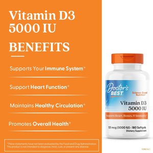 Doctor'S Best Vitamin D3, Capsule 5, 000 Iu for Healthy Bones, Teeth, Heart & Immune Support, Non-GMO, Gluten-Free, Soy Free, 720 Count (Pack of 1)