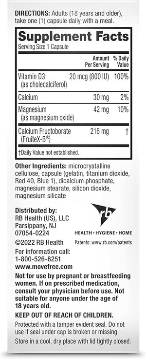 Move Free Ultra 365 with Triple Action Joint Support - Magnesium Vitamin D3 & Calcium Fructoborate - Supports Muscle Joint & Bone in 1 Capsule Per Day, 120 Capsules (120 Servings)*