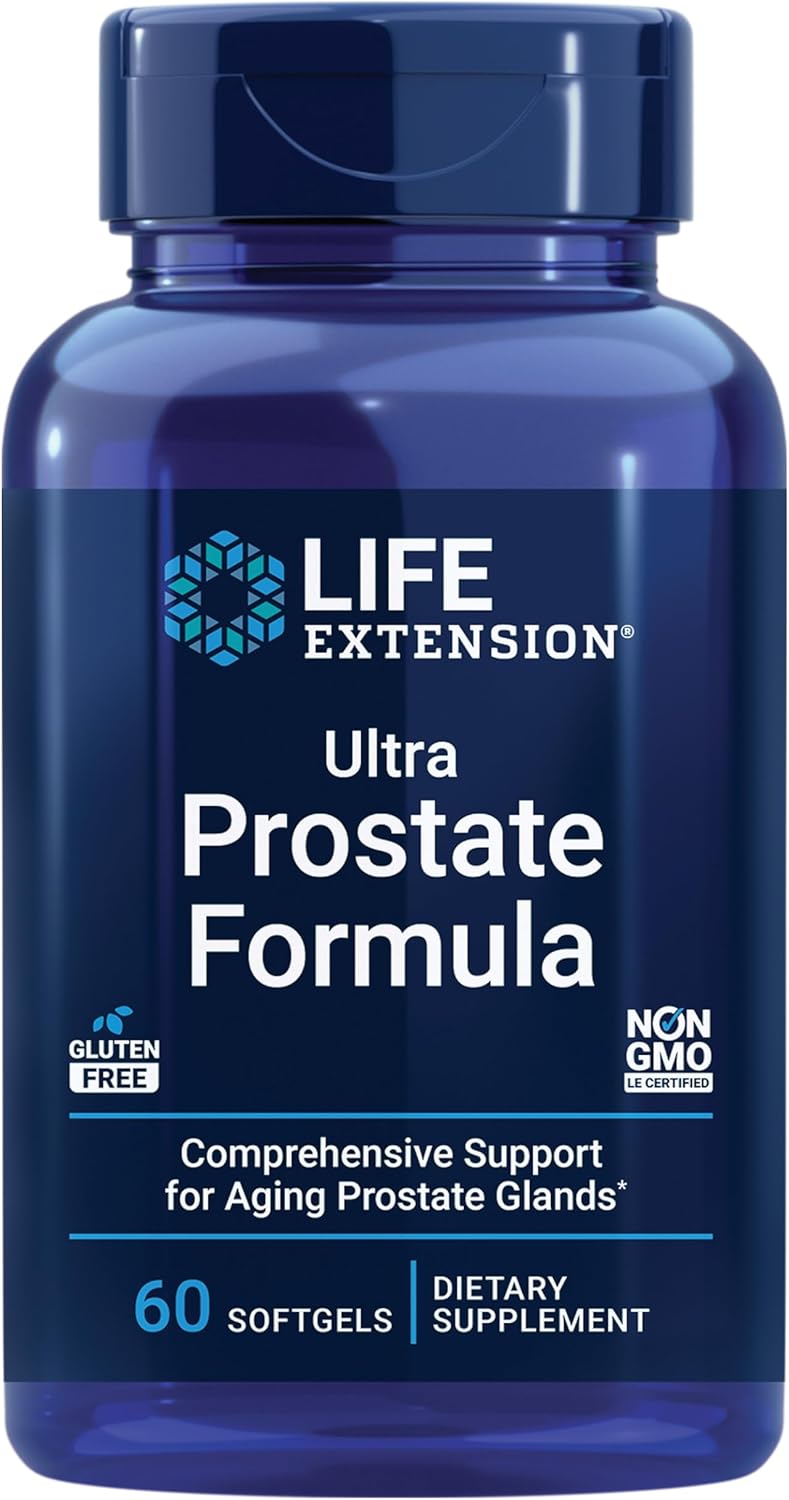 Life Extension Ultra Prostate Formula, Saw Palmetto for Men, pygeum, stinging Nettle Root, lycopene, Prostate Health, Urination Flow, PSA, Non-GMO, Gluten-Free, 60 softgels