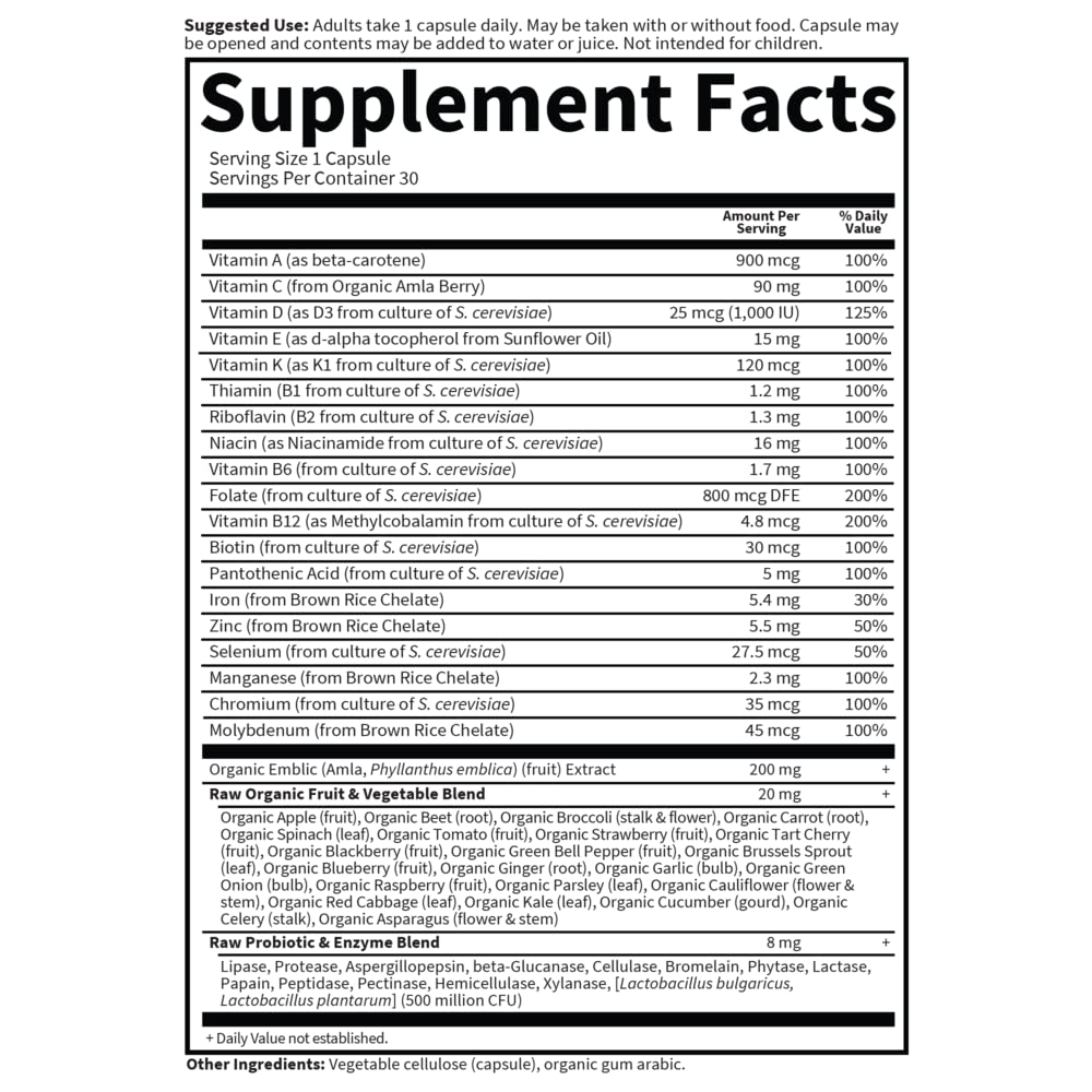 Garden of Life Multivitamin for Women, Vitamin Code Raw One for Women, Once Daily Women's Multi - 30 Capsules, One a Day Vitamins Whole Food Iron, Probiotics for Womens Health, Gluten Free Vegetarian