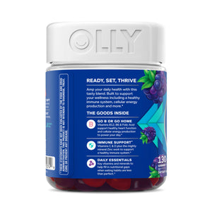 OLLY Men's Multi Gummies, Supports Overall Wellness,* Vitamins A, C, D, E, Bs & Zinc, BlackBerry Blitz Flavored, 65 Day Supply - 130 Count