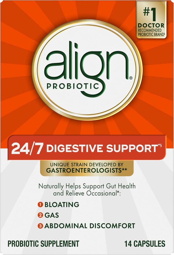Align Probiotic, 24/7 Digestive Support*§, Probiotics for Women and Men, Probiotics for Digestive Health, Men and Womens Probiotic Capsules Help Relieve Occasional Bloating & Gas*, 14 Capsules