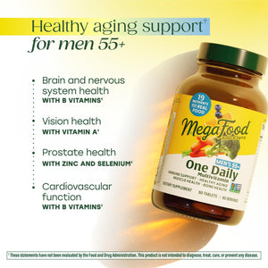MegaFood Multivitamin for Men 55+ One Daily Mens Multivitamins, Methylated B12, Vitamin D3, C & Zinc - Healthy Aging, Bone & Muscle Health & Immune Support - Vegetarian - 90 Tablets