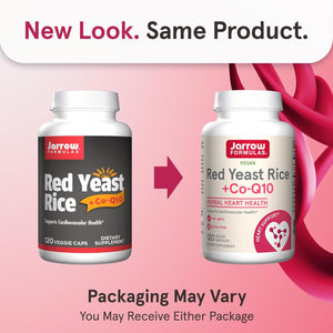 Jarrow Formulas Red Yeast Rice 1200 mg & CoQ10 100 mg Per Serving - 120 Veggie Caps, 60 Servings - Herbal Heart Health Dietary Supplement - Supports Cardiovascular & Cellular Health - Vegan