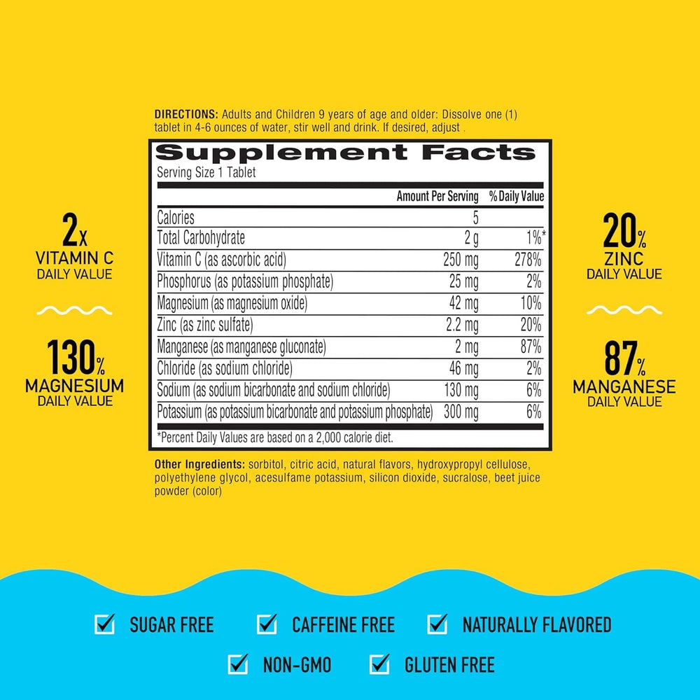 Airborne Immune Support Supplement with Electrolytes Vitamin C Zinc, Sugar Free Effervescent Replenisher – 10 Fizzy Drink Tablets (Strawberry Lemonade)