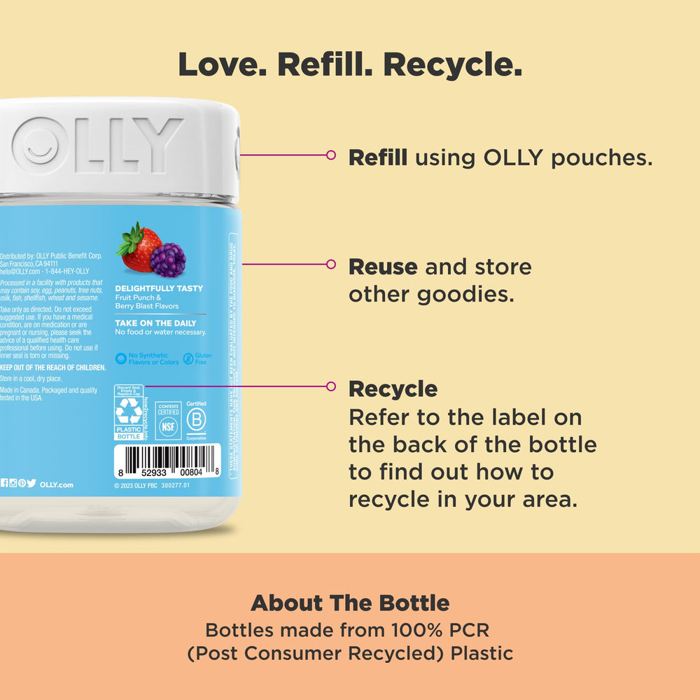 OLLY Kids Multivitamin & Probiotic Gummy, Digestive Support, Vitamins A, D, C, E, B, Zinc, Chewable Supplement, Berry Flavor, 35 Day Supply - 70 Count